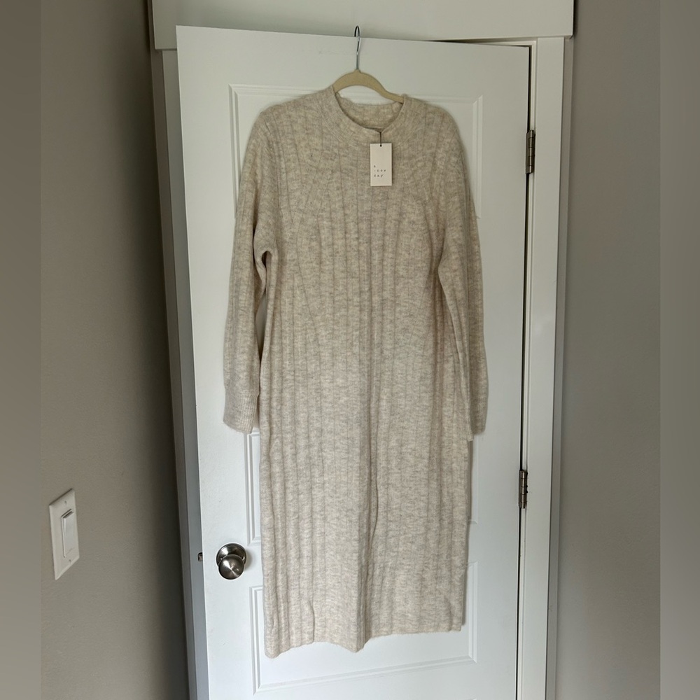 A NEW DAY heathered Cream SWEATER Knit Dress XL NEW